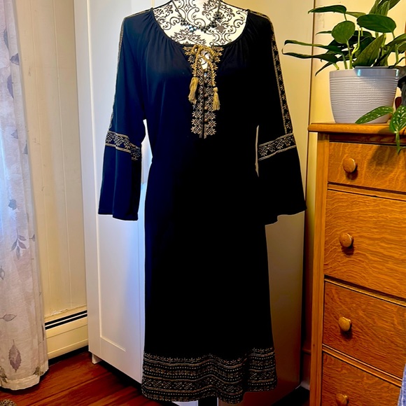 J. Jill Dresses & Skirts - J. Jill Back and Gold Boho Dress Size 2 X